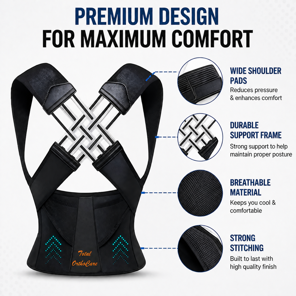 Posture Corrector Belt – Adjustable Back & Shoulder Support Brace | Free Size