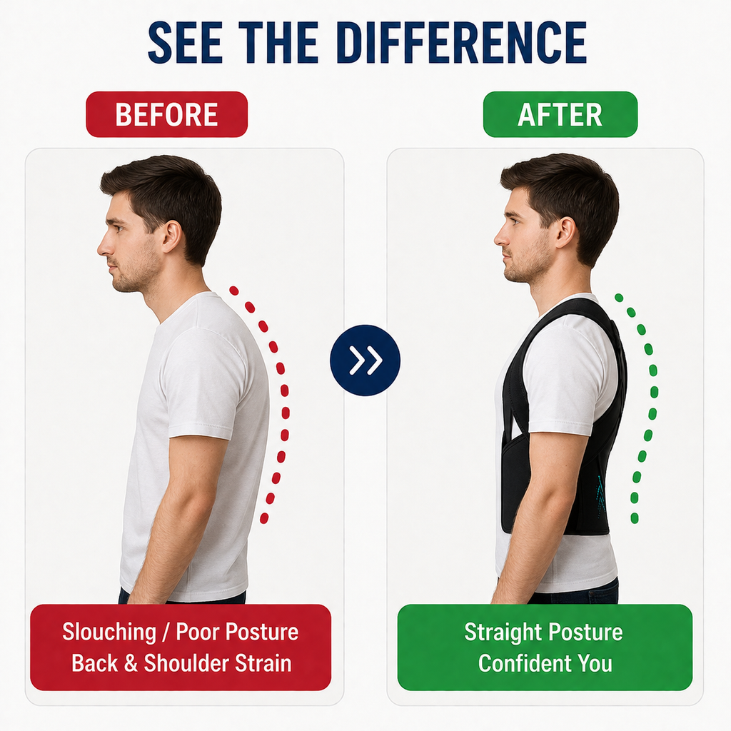 Posture Corrector Belt – Adjustable Back & Shoulder Support Brace | Free Size