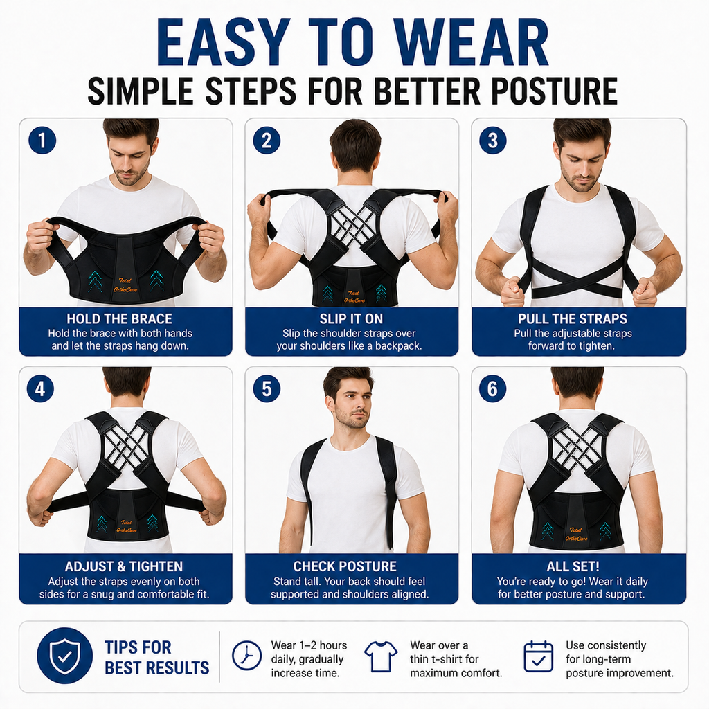 Posture Corrector Belt – Adjustable Back & Shoulder Support Brace | Free Size