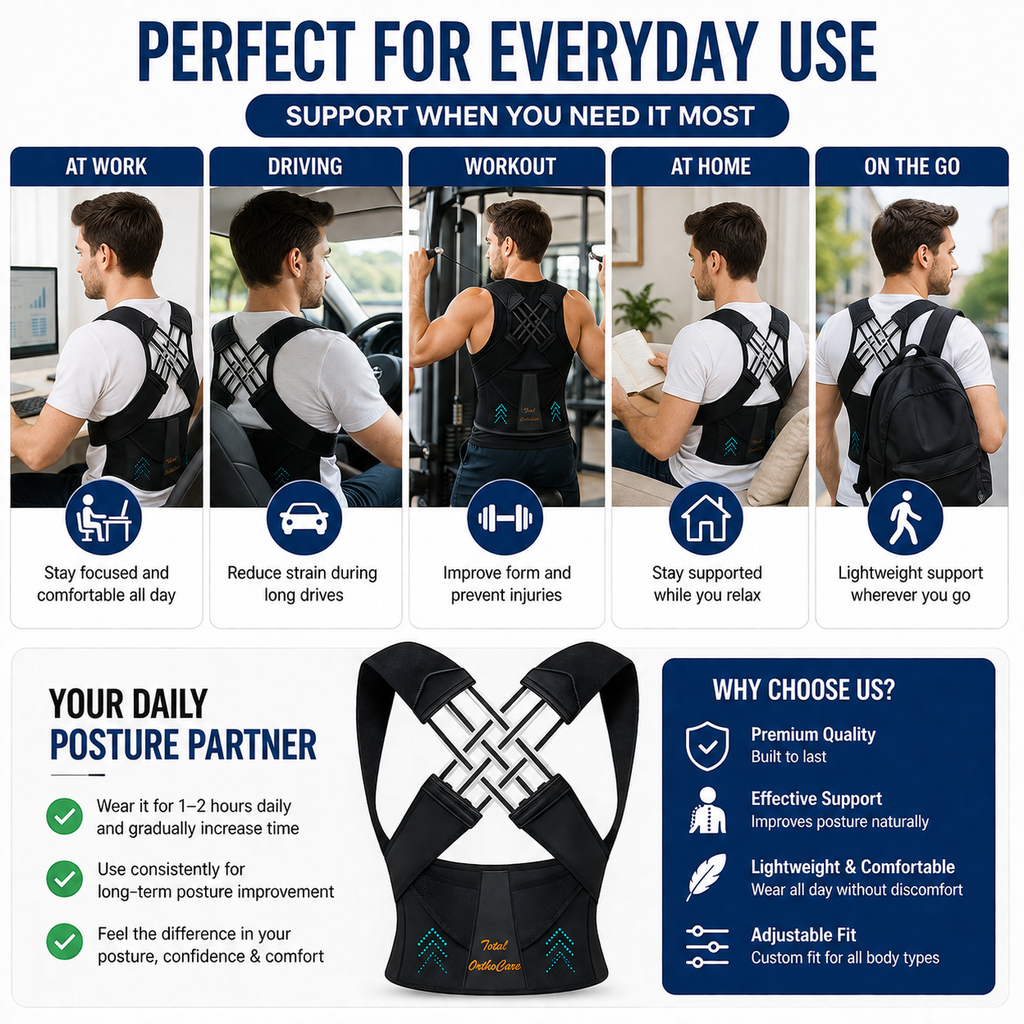 Posture Corrector Belt – Adjustable Back & Shoulder Support Brace | Free Size