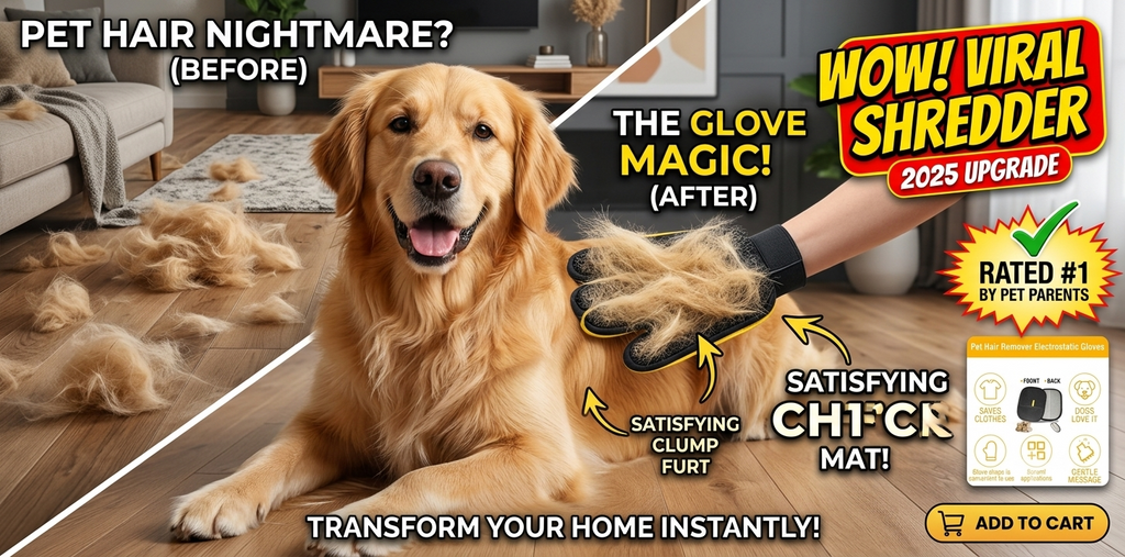 Pet Hair Removal Glove, Reusable Electrostatic Grooming & Hair Remover